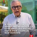 En menos que canta un gallo Rocha Moya vuelve a pedir licencia indefinida al Congreso