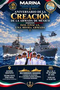 La Secretaría de Marina invita a la población a visitar los buques de la Armada de México con motivo de los 205 años de su creación
